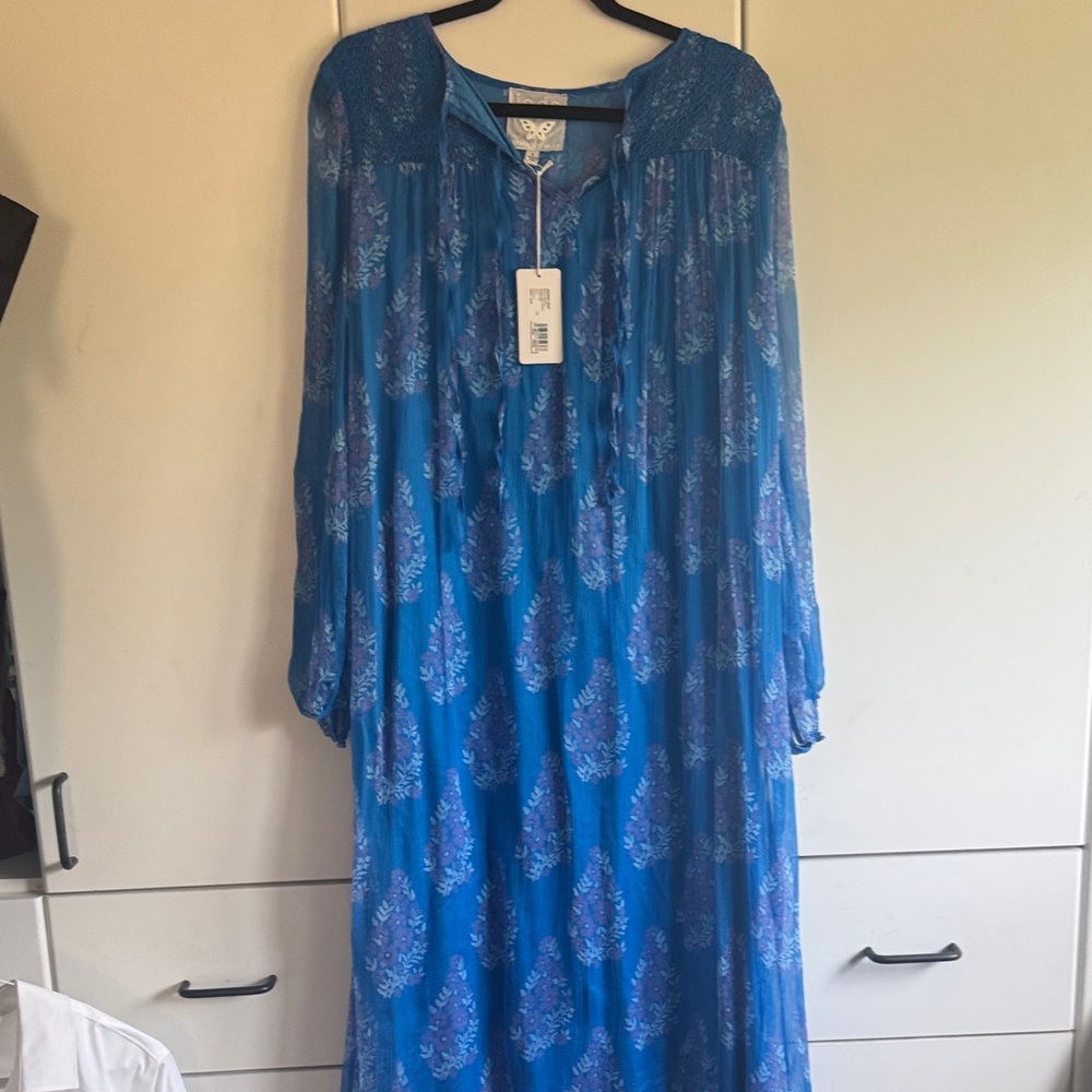 Johnny Was Jade Blue Printed Maxi Dress -
